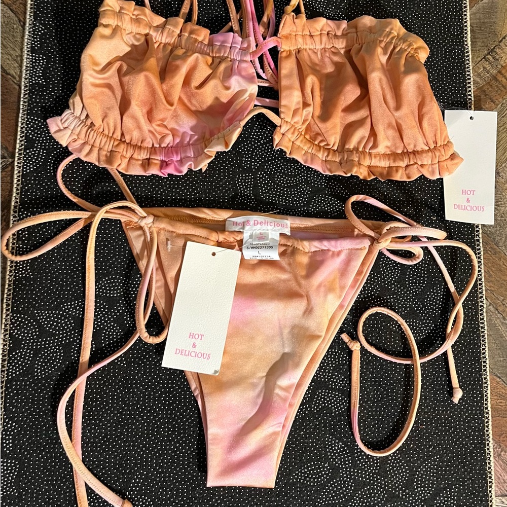 Hot & Delicious Pink and Orange Bikini swim set size L